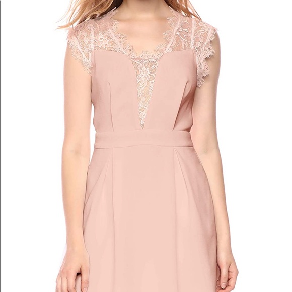 Dusty Pink Lace Inset Dress - Picture 4 of 8